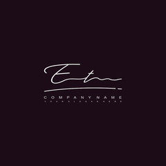ET initials signature logo. Handwriting logo vector templates. Hand drawn Calligraphy lettering Vector illustration.