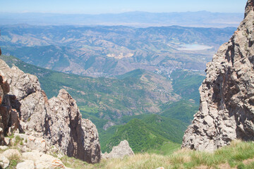 Cliff in nature. Armenia. Summer time