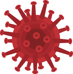 Obraz premium Coronavirus icon in red, isolated on white background. Coronavirus bacterial cell icon. Flat infographics. Vector illustration