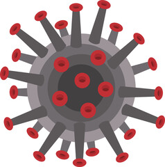 Coronavirus icon in gray red color isolated on white background. Coronavirus bacterial cell icon. Flat infographics. Vector illustration