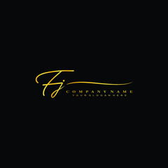 FJ initials signature logo. Handwriting logo vector templates. Hand drawn Calligraphy lettering Vector illustration.
