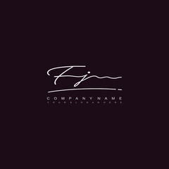 FJ initials signature logo. Handwriting logo vector templates. Hand drawn Calligraphy lettering Vector illustration.