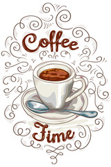 Coffee time - cup of coffee advertising poster