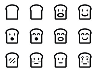 Set of toast icon with face emotion