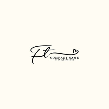 FT initials signature logo. Handwriting logo vector templates. Hand drawn Calligraphy lettering Vector illustration.