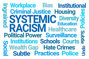 Systemic Racism Word Cloud on White Background
