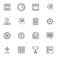 Business productivity line icons set, outline vector symbol collection, linear style pictogram pack. Signs logo illustration. Set includes icons - creative thinking, brainstorming, business management