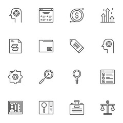 Business efficiency line icons set, business productivity outline vector symbol collection, linear style pictogram pack. Signs, logo illustration. Set includes icons as time management, grow chart