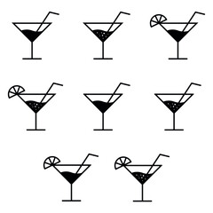 set of drinks and cocktail