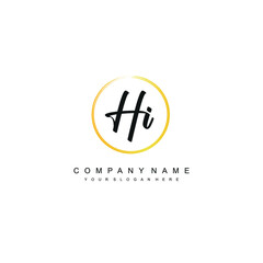 HI initials signature logo. Handwriting logo vector templates. Hand drawn Calligraphy lettering Vector illustration.