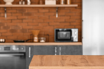 Empty table in modern kitchen