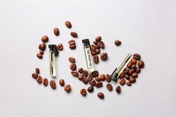 Perfume samples on light background