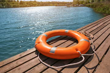 Lifebuoy ring on berth outdoors