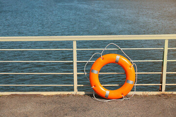 Lifebuoy ring on berth outdoors