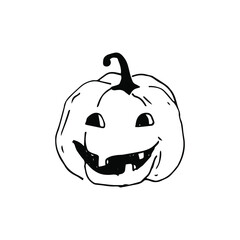 Vector illustration of Halloween pumpkins in doodle style , candlesticks