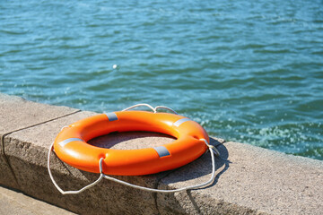 Lifebuoy ring on berth outdoors