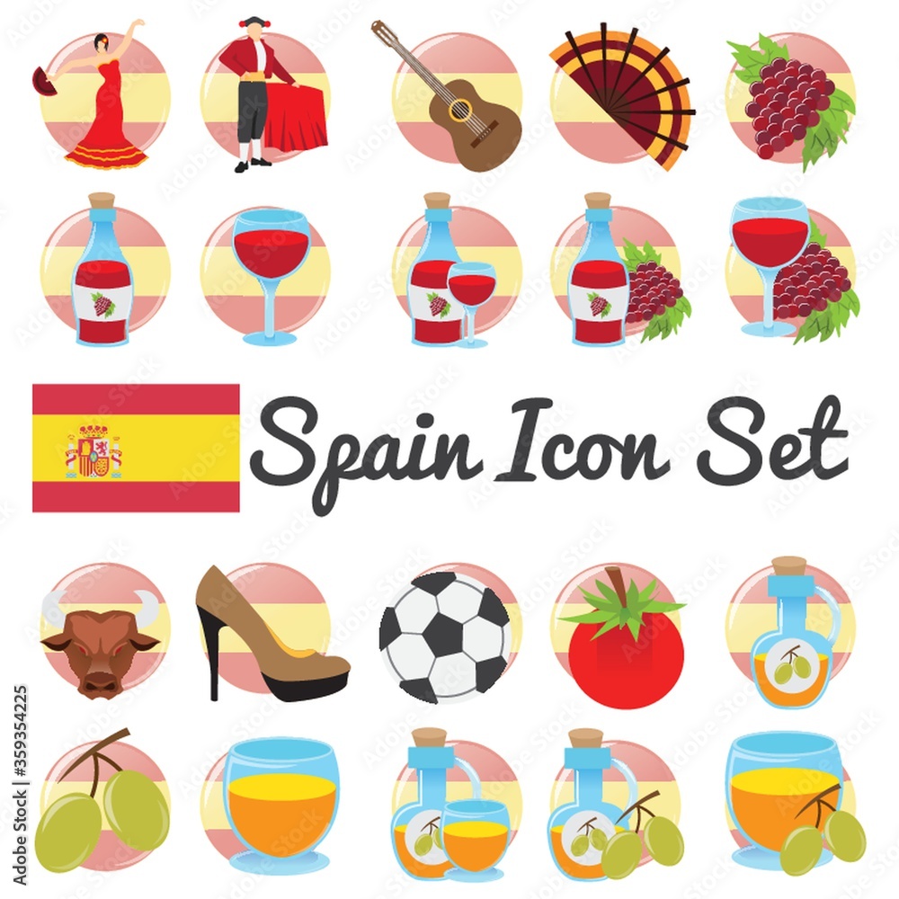 Wall mural spain icon set