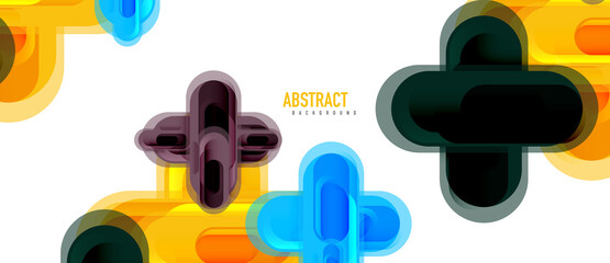 Modern vector glass cross shape abstract technology background for cover, placard, poster, banner or flyer