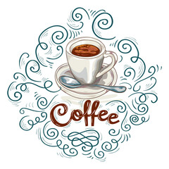 Cup of coffee advertising poster