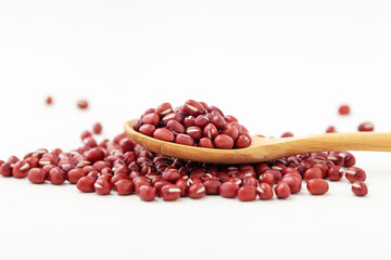 Azuki red bean in wooden spoon