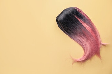 Unusual wig on color background - obrazy, fototapety, plakaty
