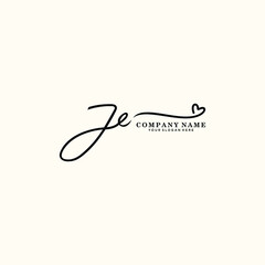 JE initials signature logo. Handwriting logo vector templates. Hand drawn Calligraphy lettering Vector illustration.