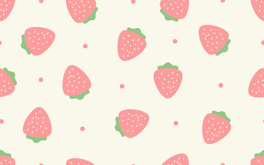 Seamless pattern of pastel strawberry background - Vector illustration