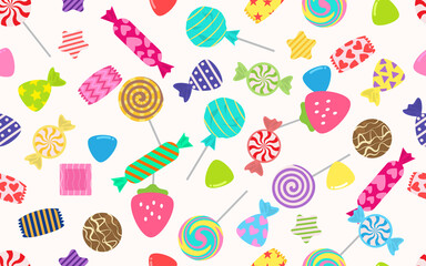 Seamless pattern of sweets and candies icon on white background