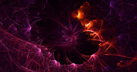 3D rendering abstract red fractal light background