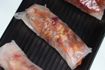 Spring roll or rice paper roll with vegetables