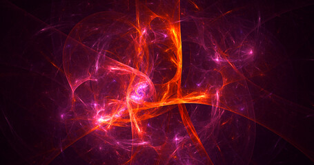 3D rendering abstract red fractal light background