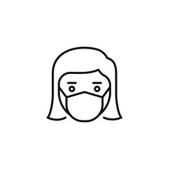 Women in medical mask line icon. Prevent the spread of COVID-19. Vector illustration