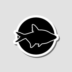 Fish icon, simple sticker icon isolated on gray background