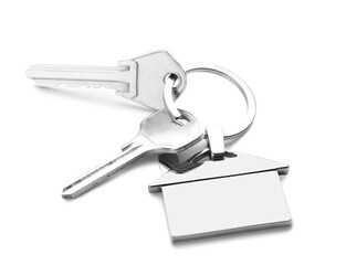 Keys from house on white background
