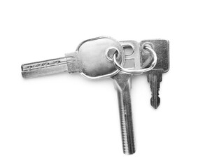 Bunch of keys on white background
