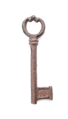 Old key on white background