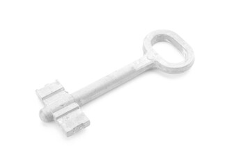 Old key on white background