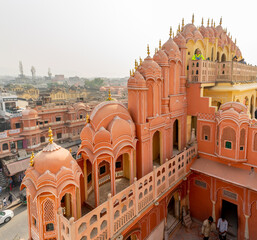 Jaipur, Rajasthan, India; Feb, 2020; balcony on top of the Hawa Mahal, Jaipur, Rajasthan, India
