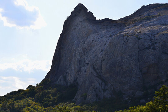 A Sheer Wall Of Rock In The Crimean Mountains