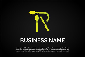 Unique Logo Template Restaurant Letter R Monogram