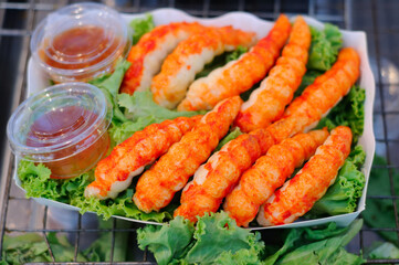 Tasty Shrimp Sticks with Sweet and Spicy Sauce