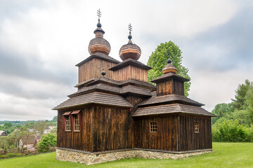 View at the Wooden Church of St.Paraskeva in village Dobroslava, Slovakia