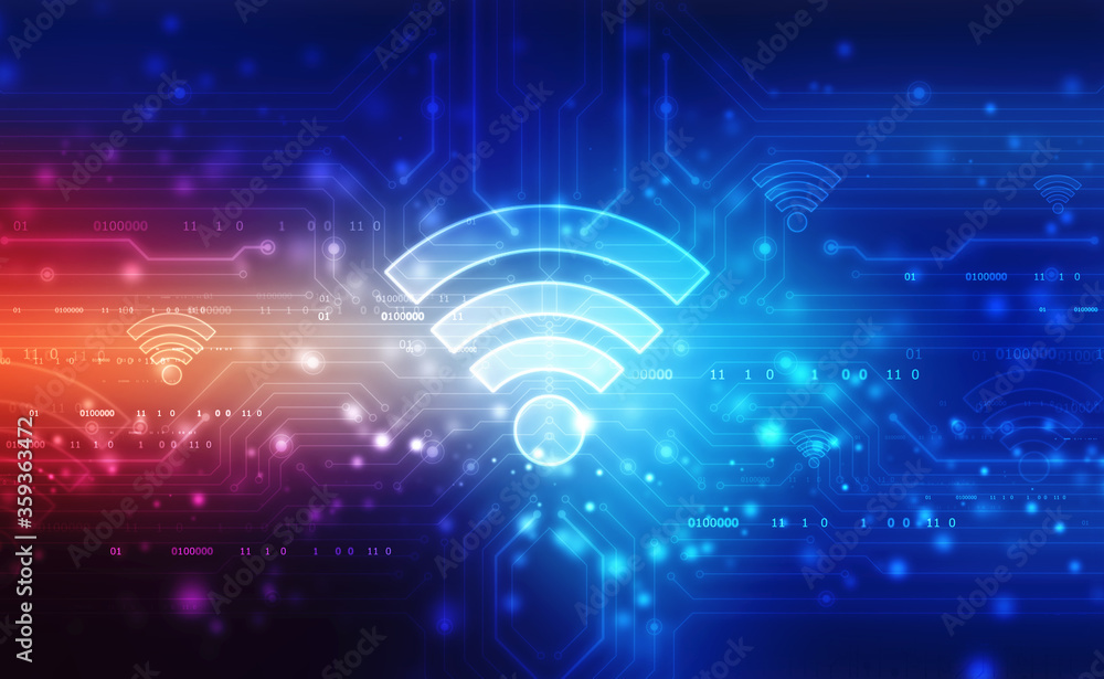 Aufkleber 2d illustration wifi symbol sign, wifi internet network connection background, wireless network conn