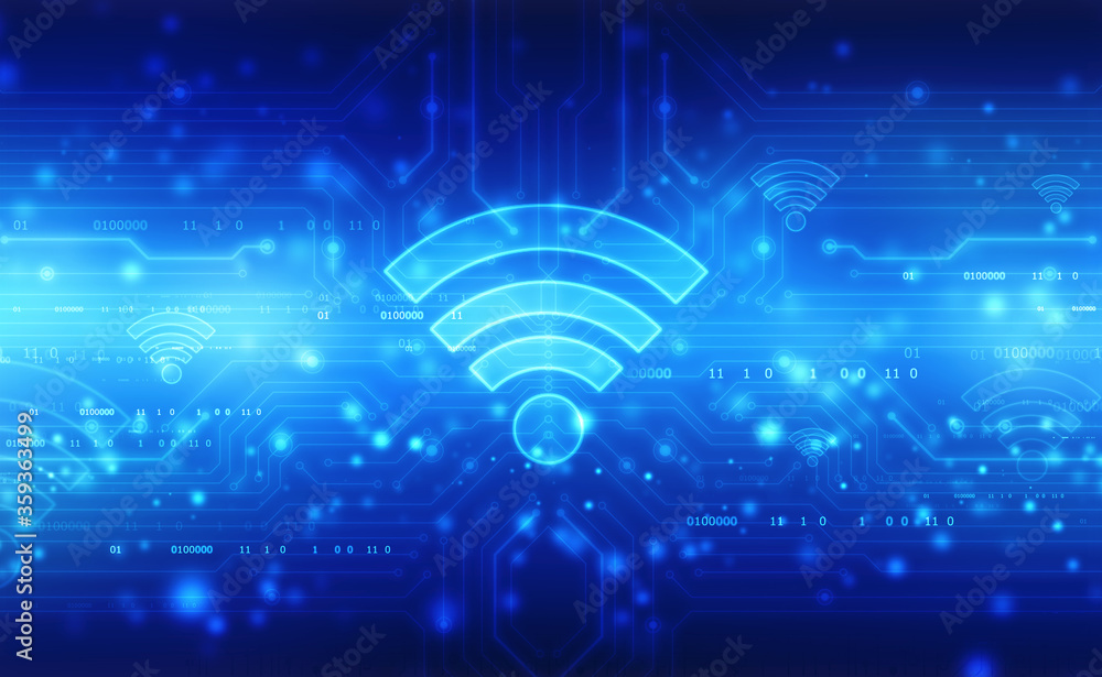 Aufkleber 2d illustration wifi symbol sign, wifi internet network connection background, wireless network conn