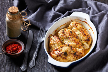 oven baked juicy and spicy chicken breasts