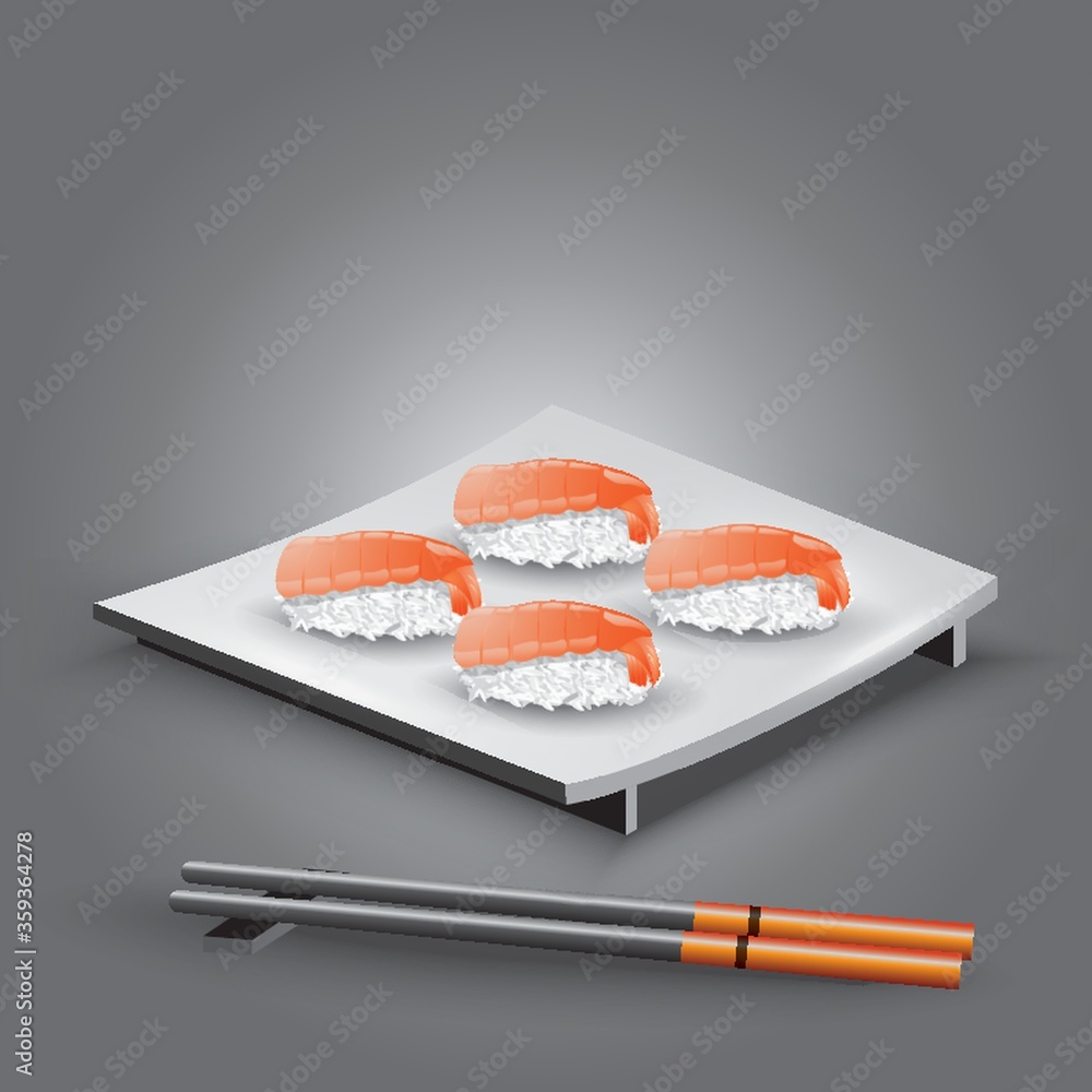 Sticker sushi with chopsticks