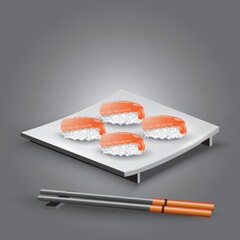 sushi with chopsticks