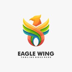 Vector Logo Illustration Eagle Wing Gradient Colorful Style.
