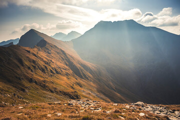 Mountain landscape. Hiking fagaras mountains in Romania. Carpathians, Transilvania, Romania,...
