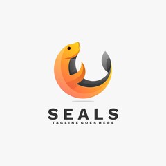 Vector Logo Illustration Seals Gradient Colorful Style.